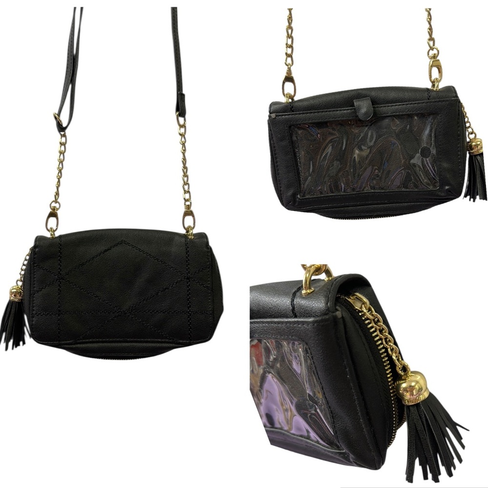 Save the Girls Black Cell Phone Pocket Bag Purse Crossbody Bag 7.25 x 5 inches